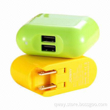 2A dual USB mobile phone adapters, output 5V DC, 2A/1A, with CE, RoHS and FCC certificates